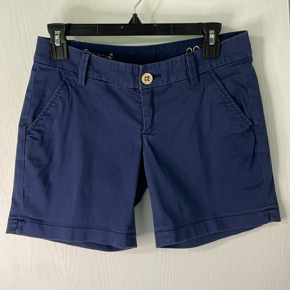 Lilly Pulitzer The Jayne Stretch Short 7’’ Inseam Navy Blue Shorts Sz 00 fit big